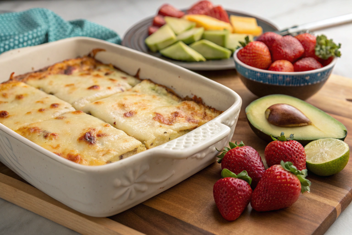 Freshly baked High-Protein Breakfast Casserole with layers of eggs, vegetables, and turkey, topped with golden melted cheese, served warm.