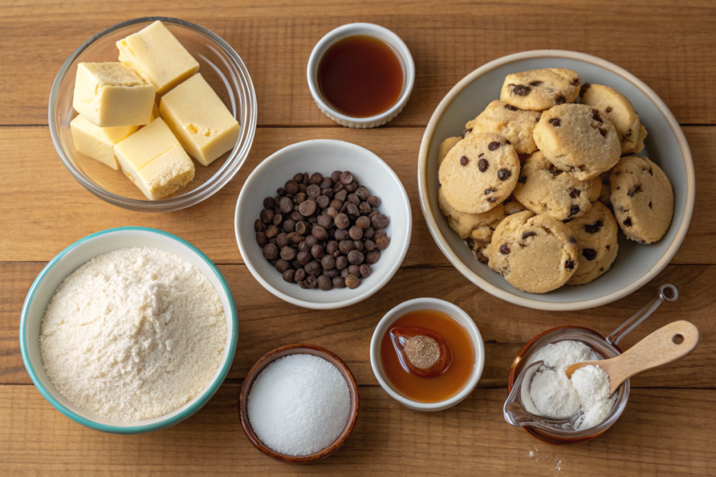 Freshly baked sea salt chocolate chip cookies on a white plate, topped with melted chocolate and a sprinkle of flaky sea salt, perfect for dessert.





