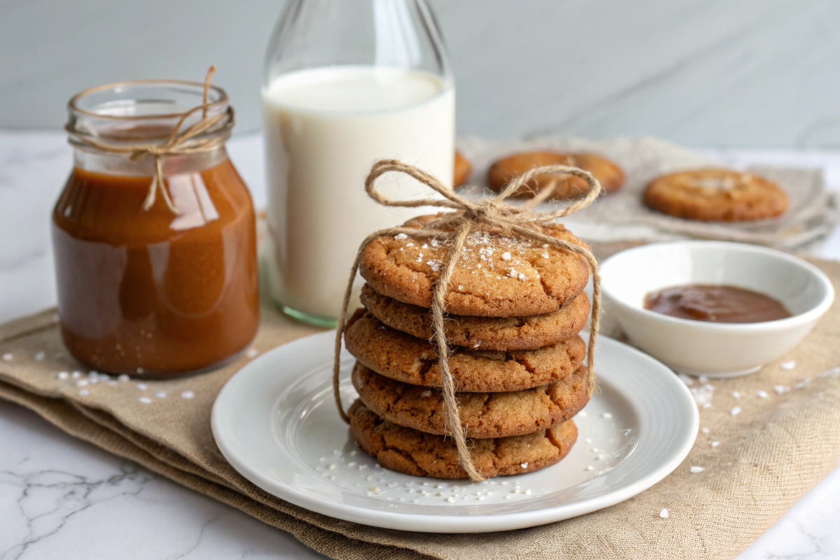 Freshly baked salted caramel cookies made with Betty Crocker Cookie Mix