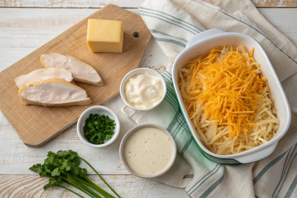 Golden Cracker Barrel Crockpot Hashbrown Casserole served on a plate with a fork, garnished with fresh parsley and melted cheese.





